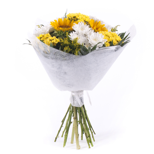 Pohřební kytice chryzantémy, slunečnice