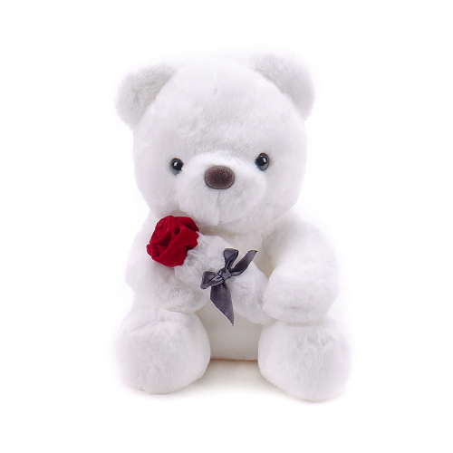 Medvídek plyšový bílý s růží